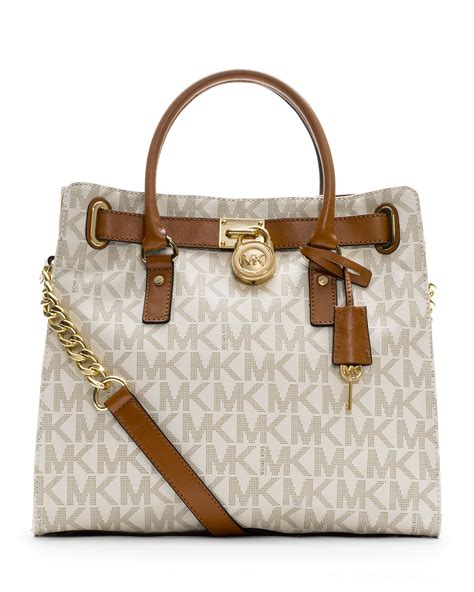 michael kors medium hamilton top handle tote vanilla|Michael Kors Hamilton studded tote.